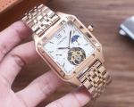 Cartier Santos 41*12mm Black/White Face Mineral Glass SS Band Square Men Watch
